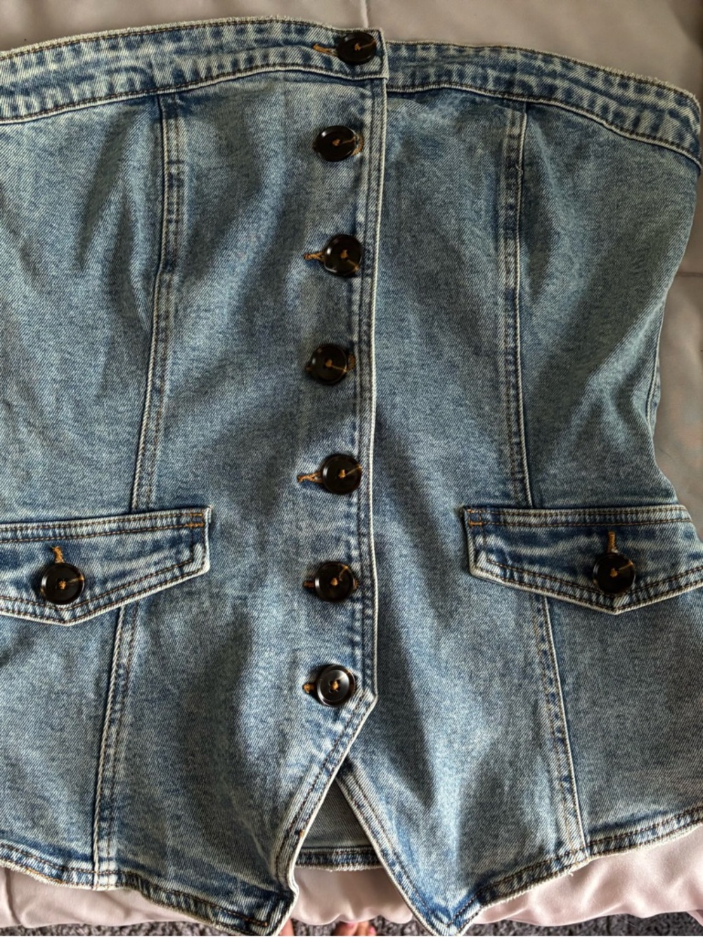 Light Blue Denim Button-Front Women’s Jeans Top